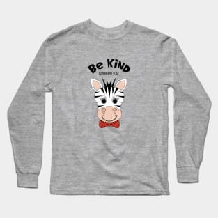 Be Kind Zebra_ Ephesians 4:32_ Zebra Wearing A Bow Tie Long Sleeve T-Shirt